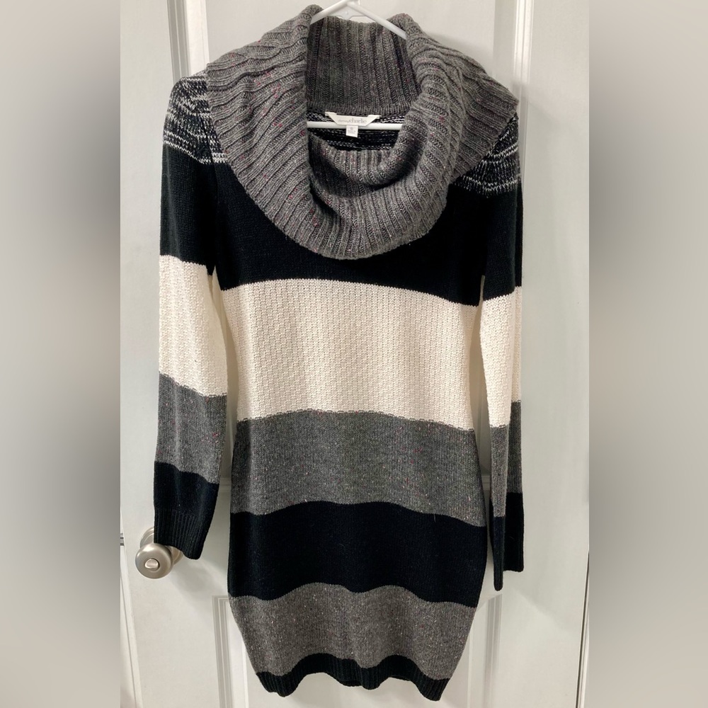 Charming Charlie Cowell neck, multi color, sweater dress.  Size small.